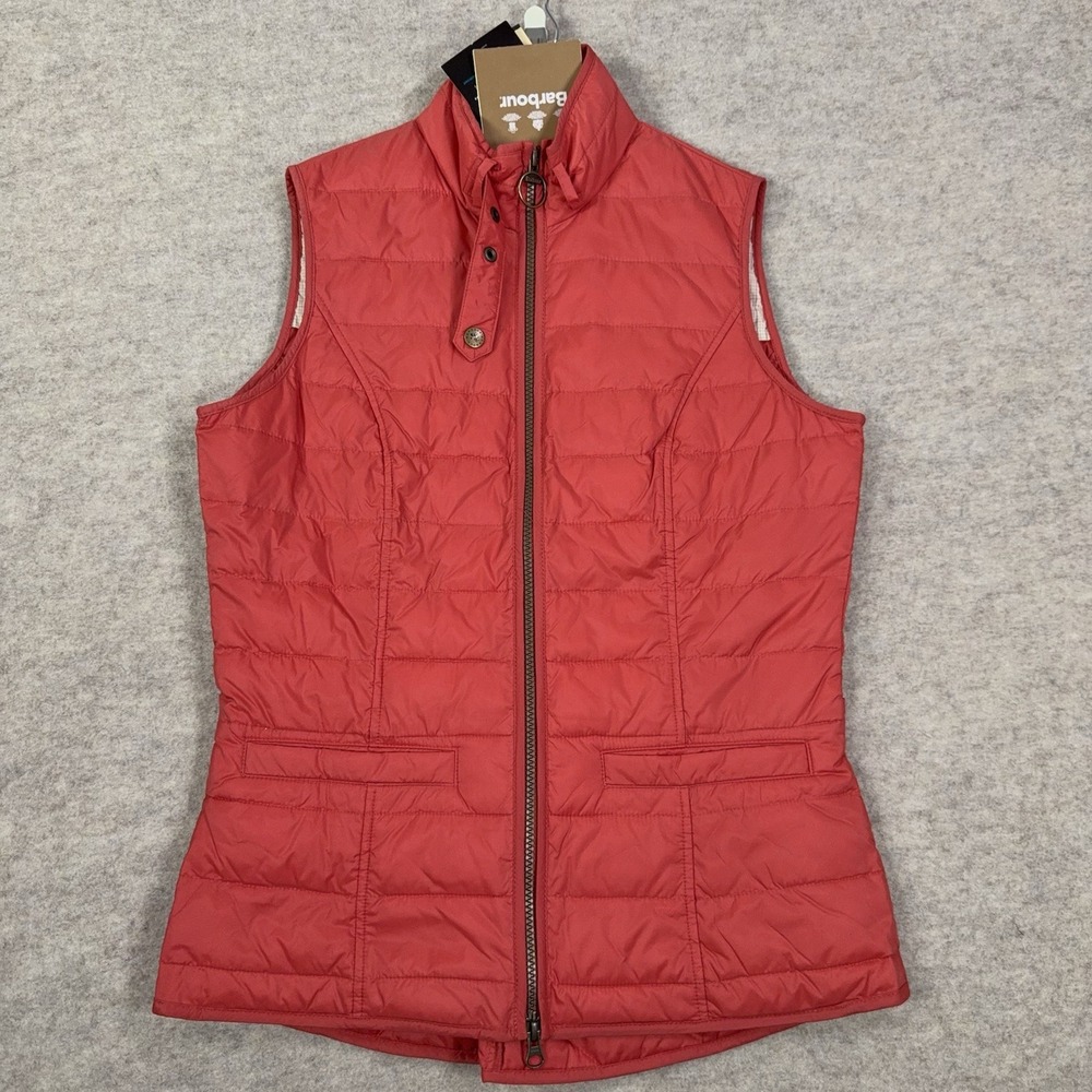 Barbour Holtsteiner Gilet Quilted Vest Fiberdown Red Size 6 Full Zip Equestrian